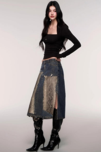 Fake Two Sleeve Slim Knit Top