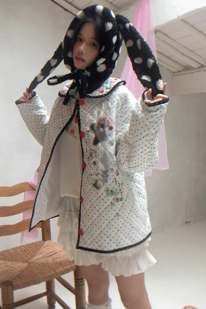 Happy Polka Dot Rabbit Ears Bow Hat