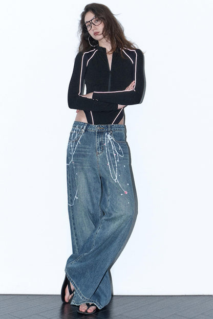 Reflective Stripe Biker Jumpsuit Top