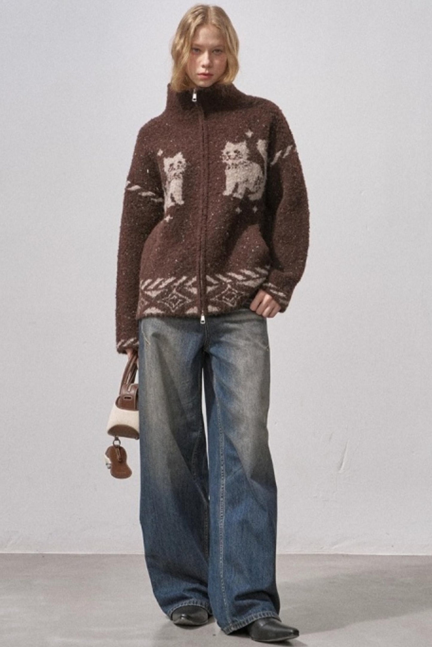 Star Kitty Jacquard Cardigan