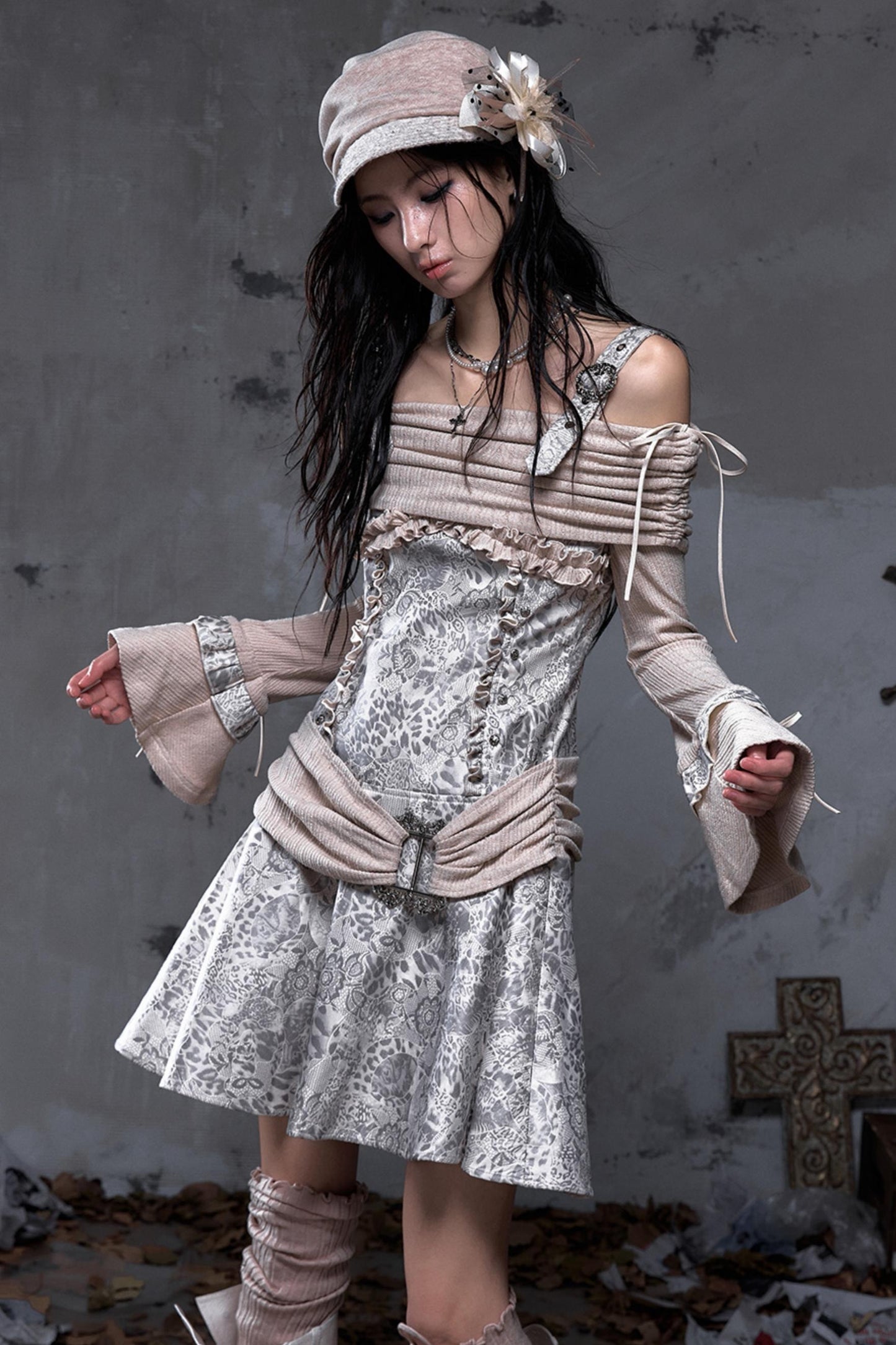 Retro Punk Patchwork Knit Dress