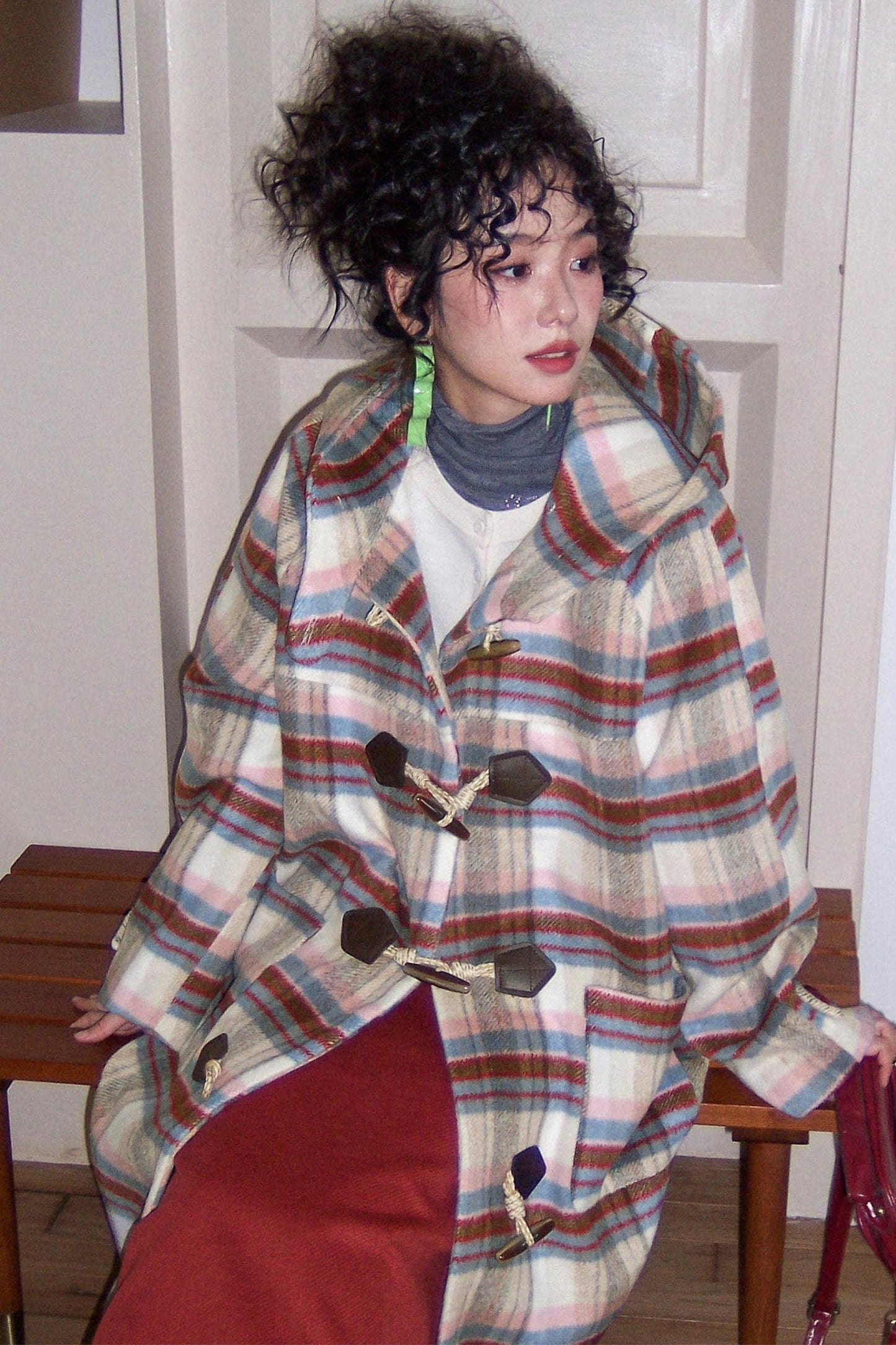 Velvet Dream Plaid Hooded Wool Jacket