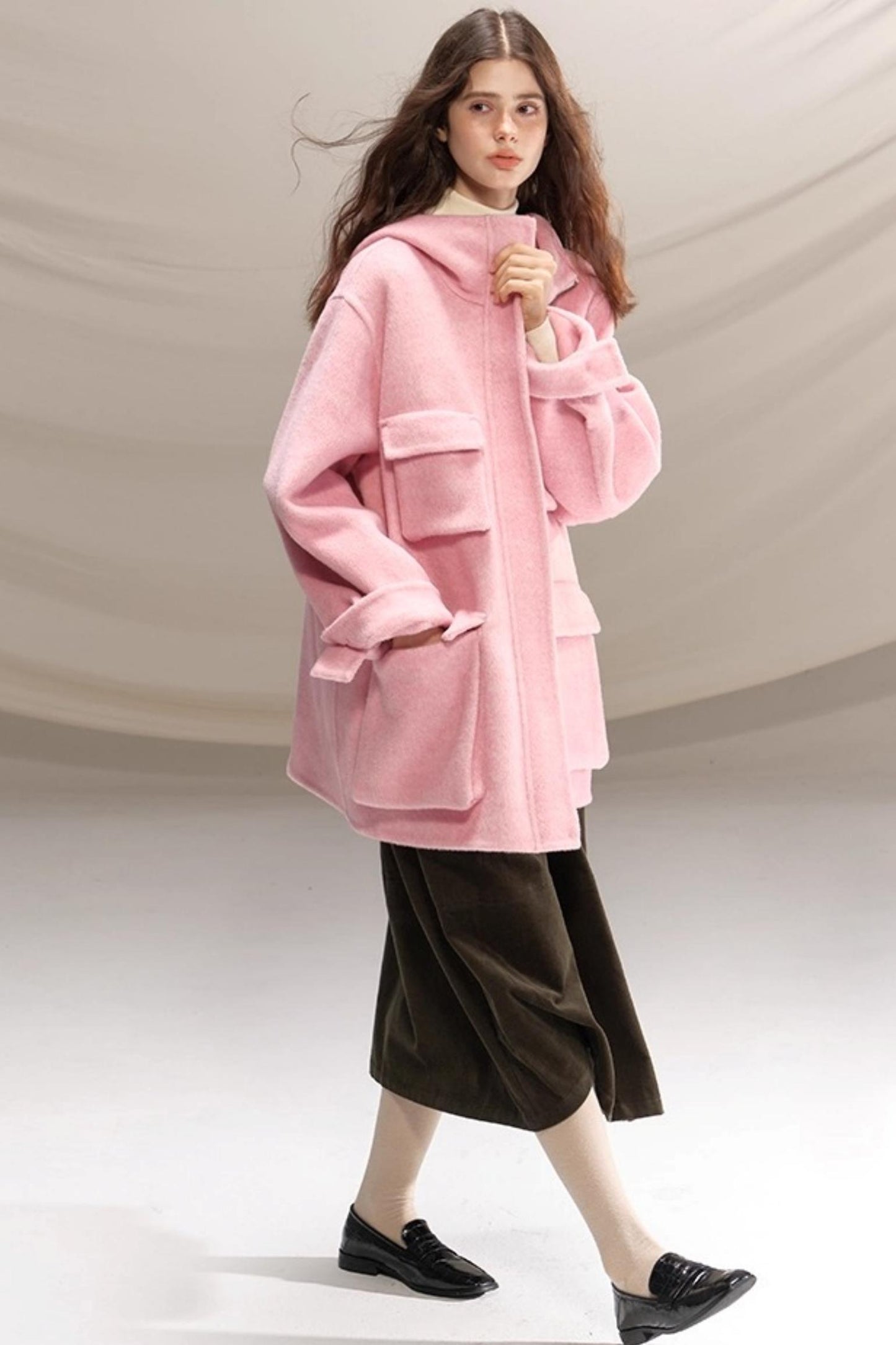 Retro Olive Pleated Skirt