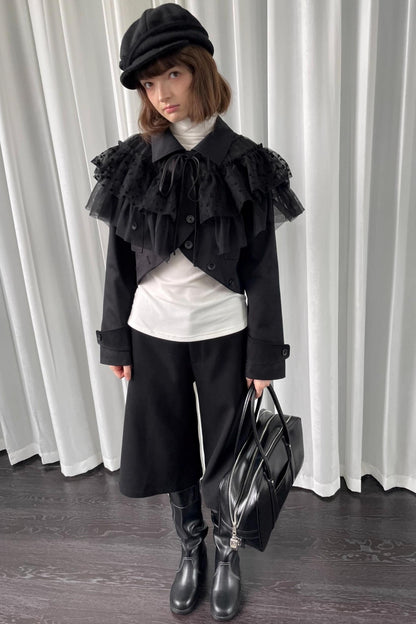 Deodorizing Mesh Lace-Up Shawl Cape