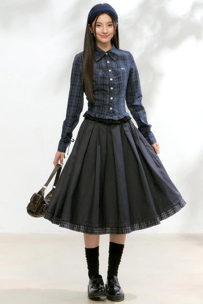 Autumn Pleated A-Line Skirt