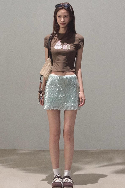Sequin A-Line Mini Skirt