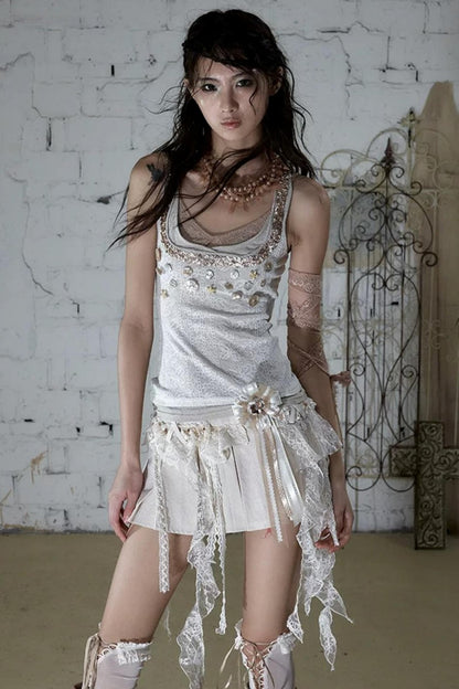 Baroque Lace Pleated Skirt