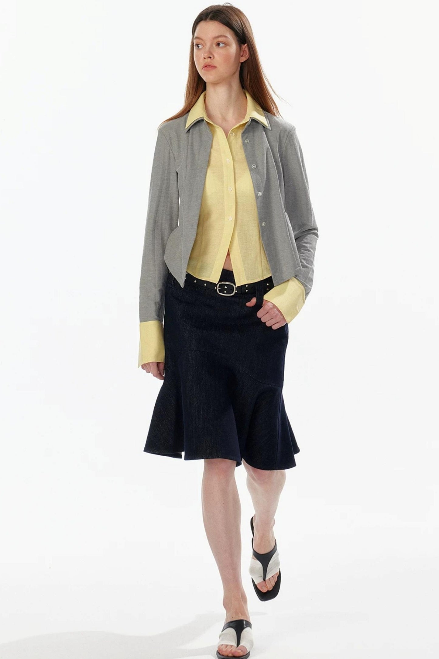 Color-Blocked Fake Two-Piece Shirt