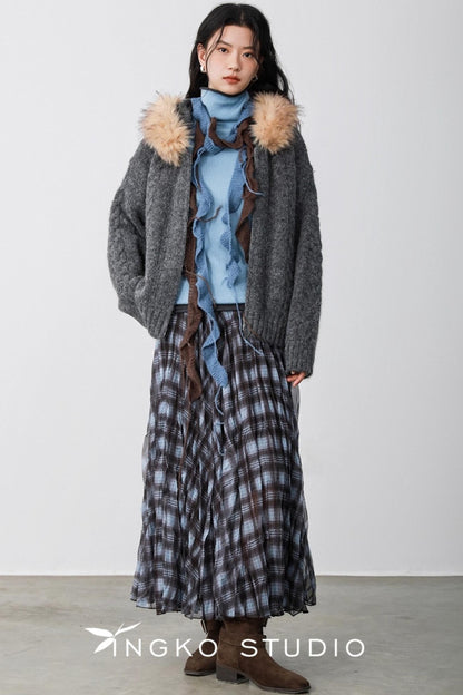 Blue Plaid Gauze Skirt