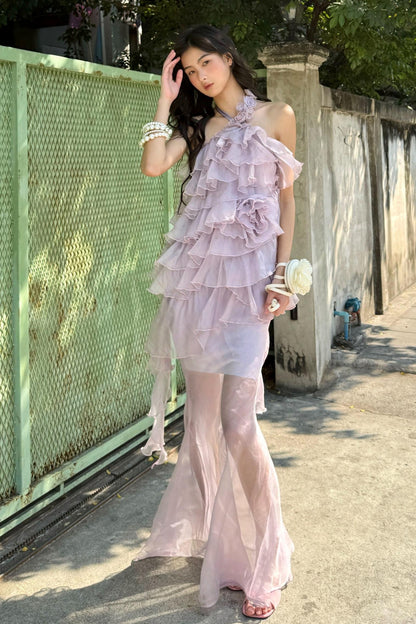 Rose Mesh Fishtail Dress