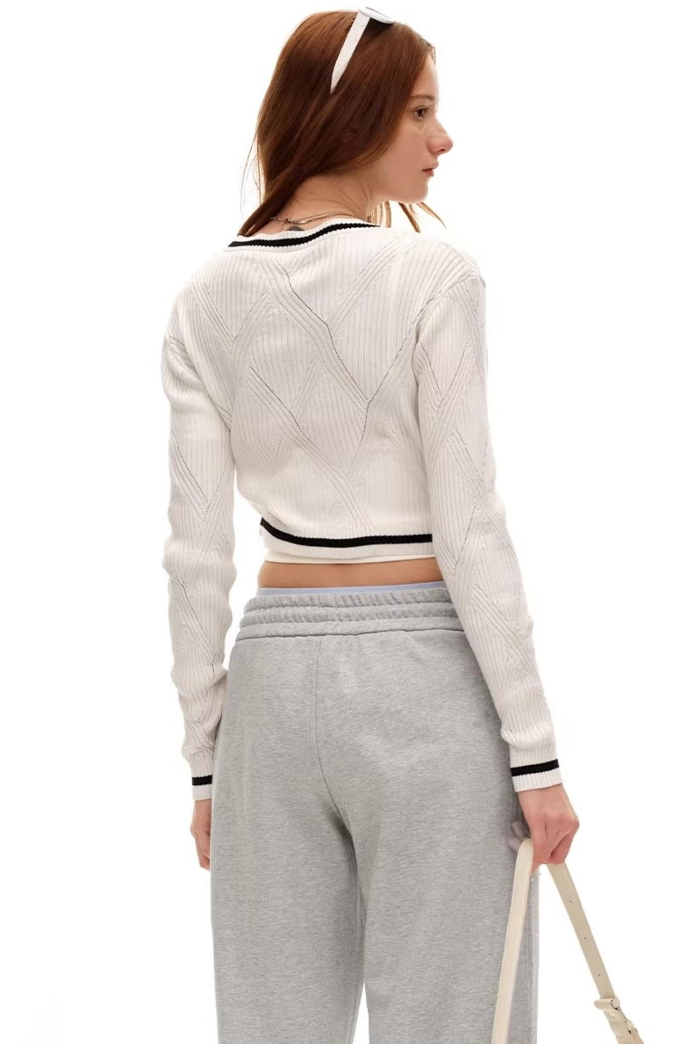 Versailles Wool Argyle Cardigan Top