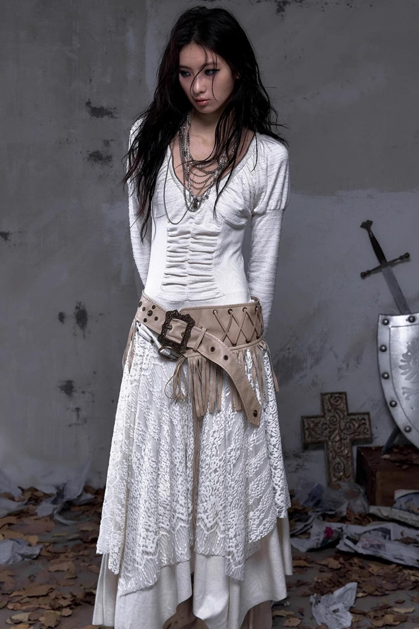 Court Dream Puff Sleeve Lace Maxi Dress