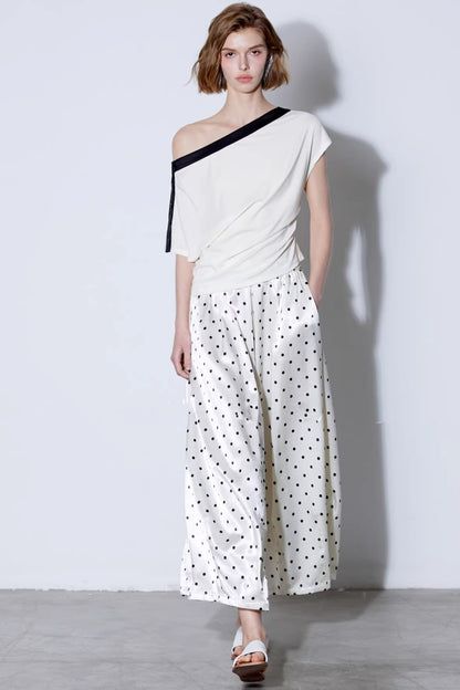 Off-White Polka Dot Silk Pants