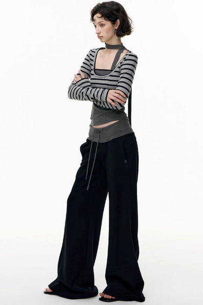 Flared Cotton Wide-Waisted Sweatpants