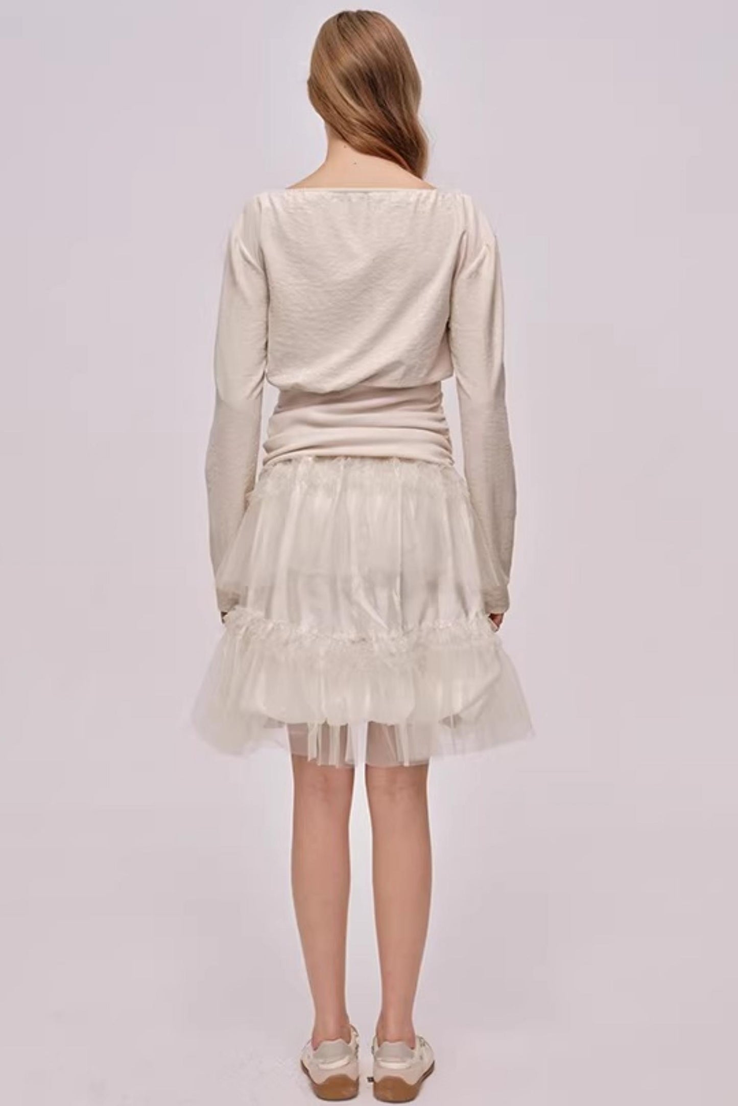 Slanted Shoulder Patchwork Top