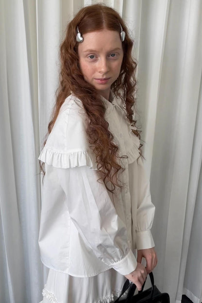 Navy Lace Doll Collar Shirt