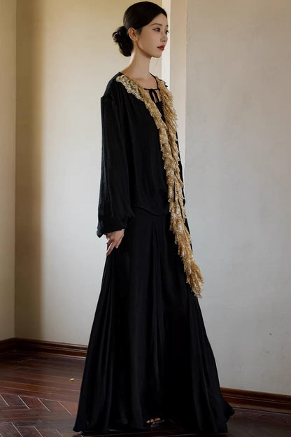 Plant-Dyed Lace Sleeve Shirt Set-Up