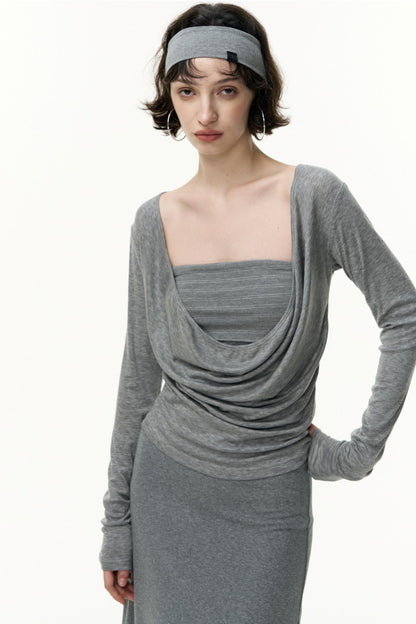 Fantasy Lyocell Collar Long-Sleeved T-Shirt