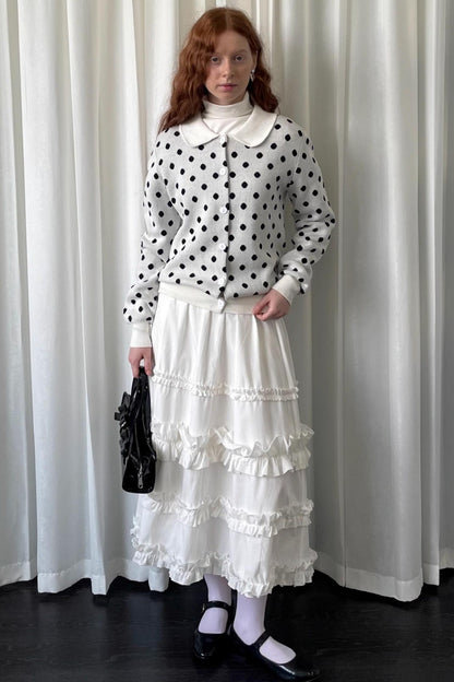Polka Dot Doll Collar Knitted Cardigan