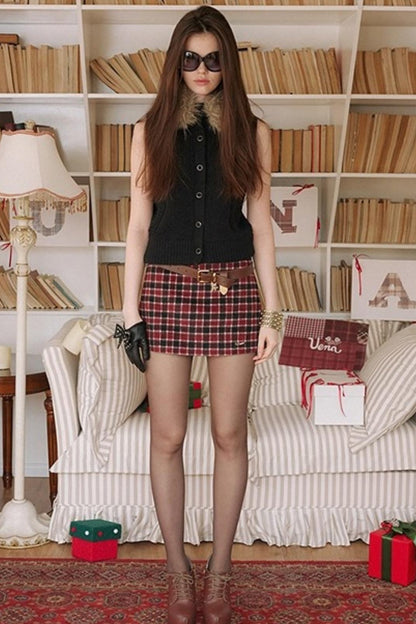 Retro Woolen A-Line Skirt