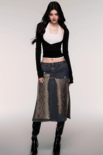 Two-Piece Halterneck Long Sleeve Top