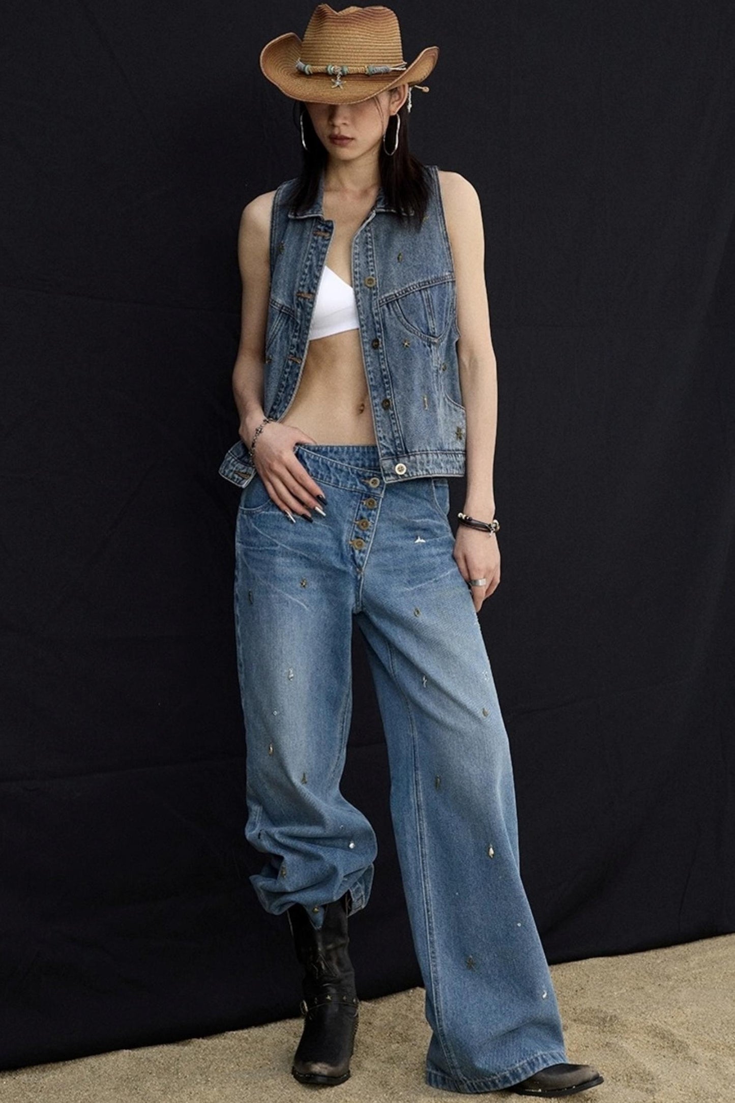 Ocean Blue Denim Vest