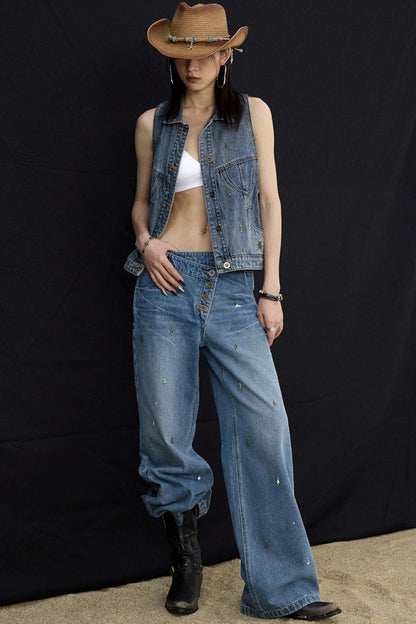 Ocean Blue Denim Vest