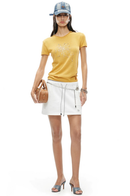 Cotton A-Line Drawstring Skirt
