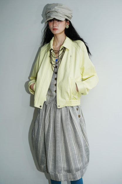 Solid Retro Short Casual Jacket