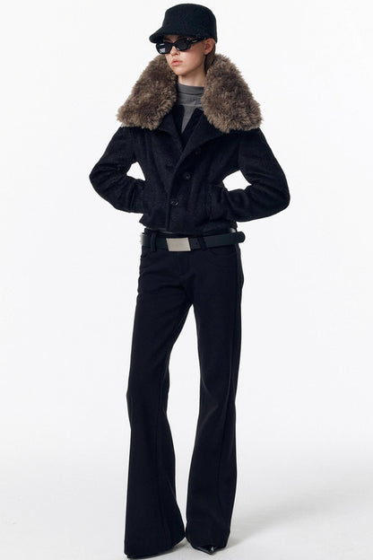 Detachable Fur Wool Coat