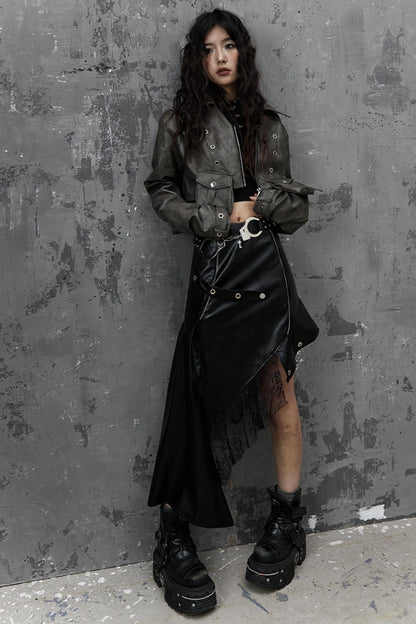 Vintage Distressed Punk Leather Jacket