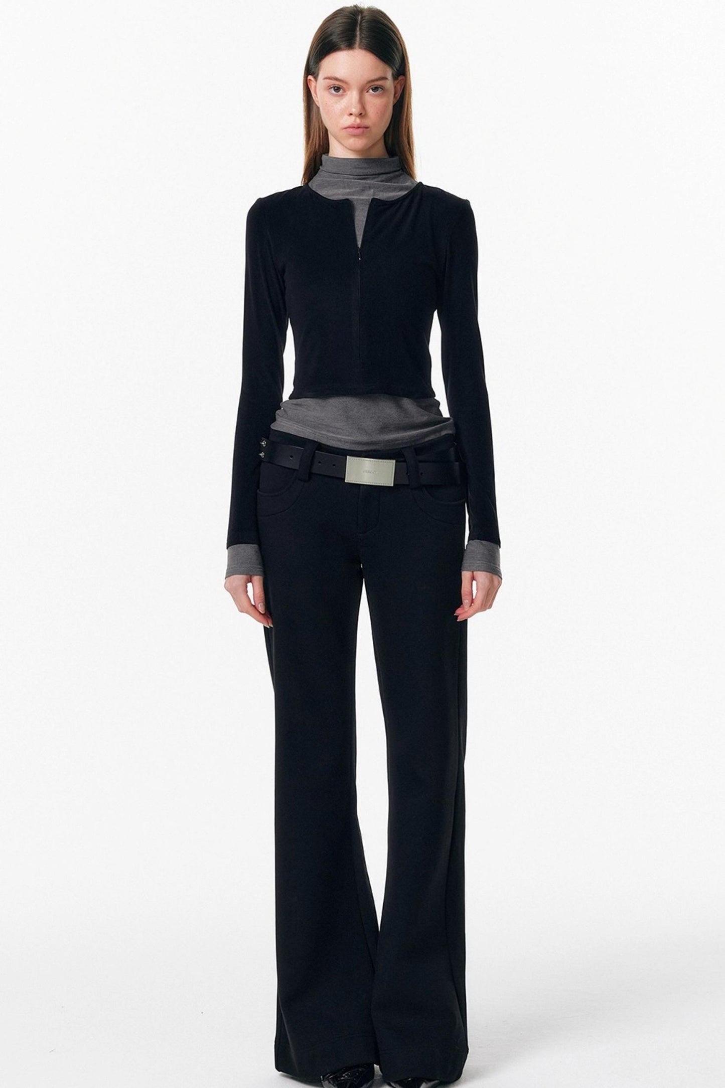 Velvet-Feel Color-Blocked Top