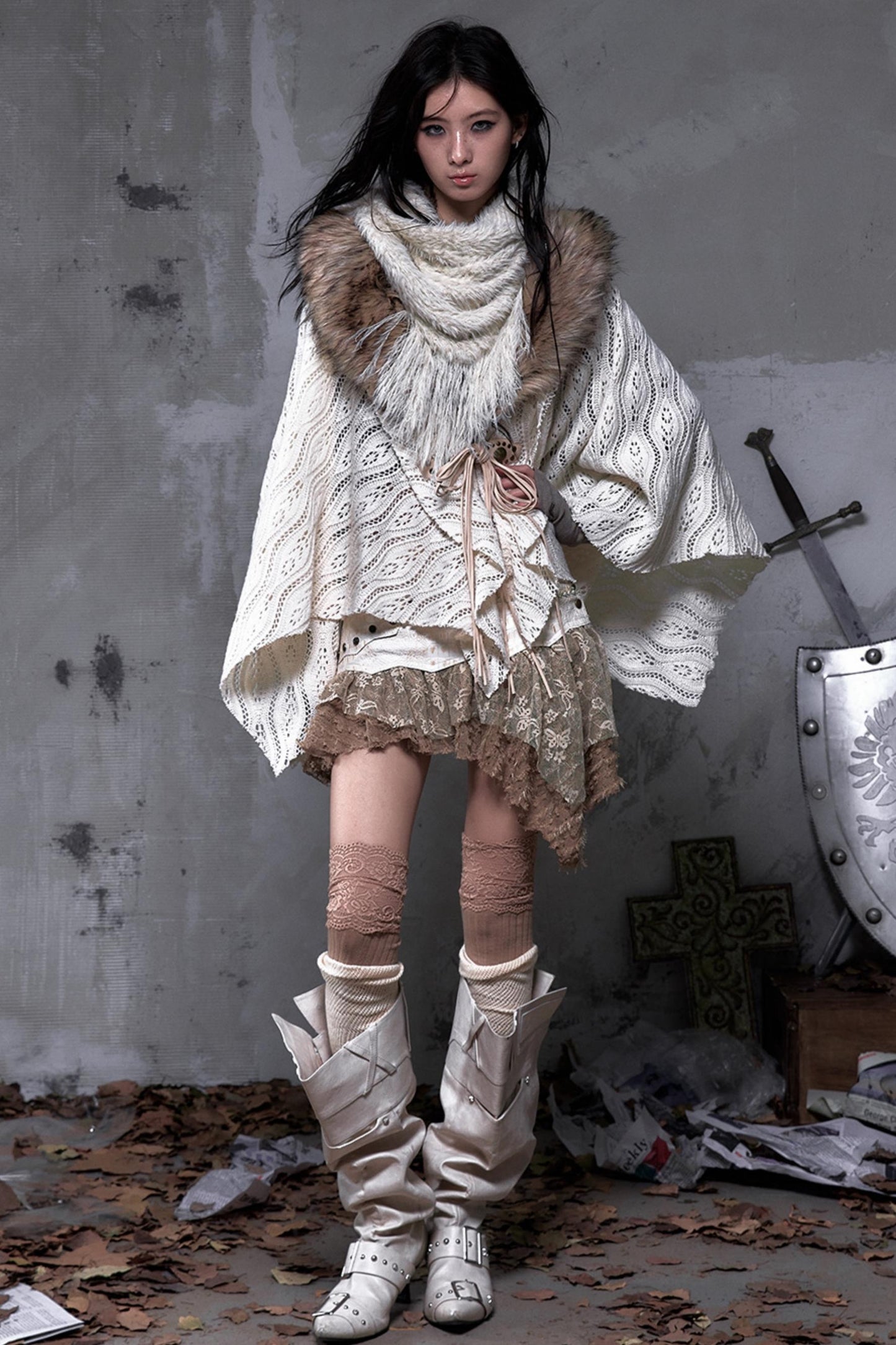 Millennium Vintage Knit Cape Jacket