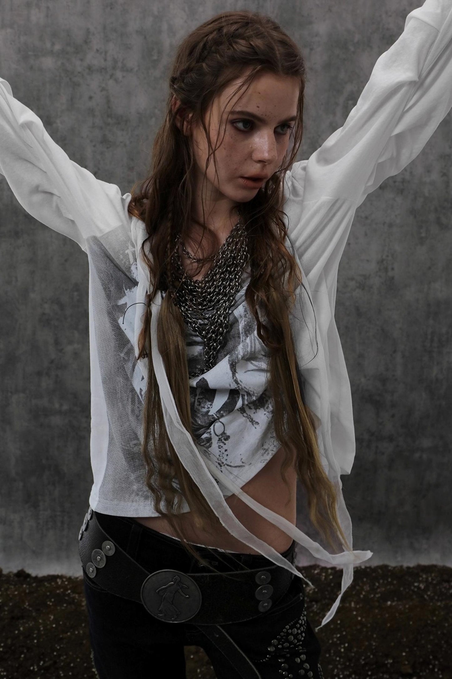 Drop-Shoulder Punk Long Sleeve T-Shirt