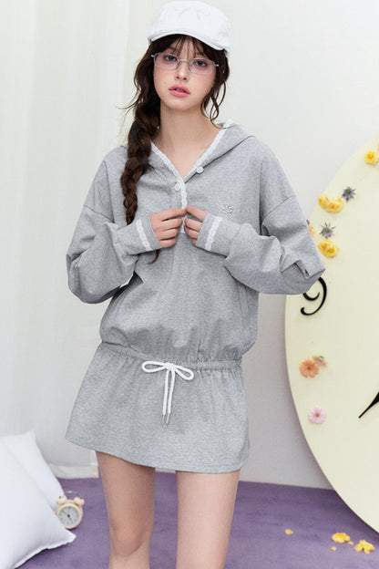 Drape Hoodie Sweater Dress