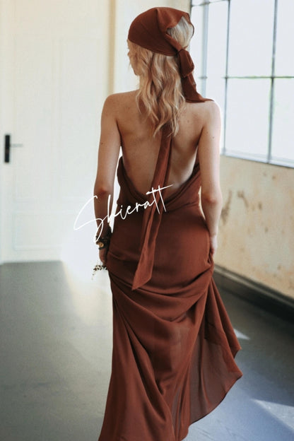 Caramel Swing Halter Dress