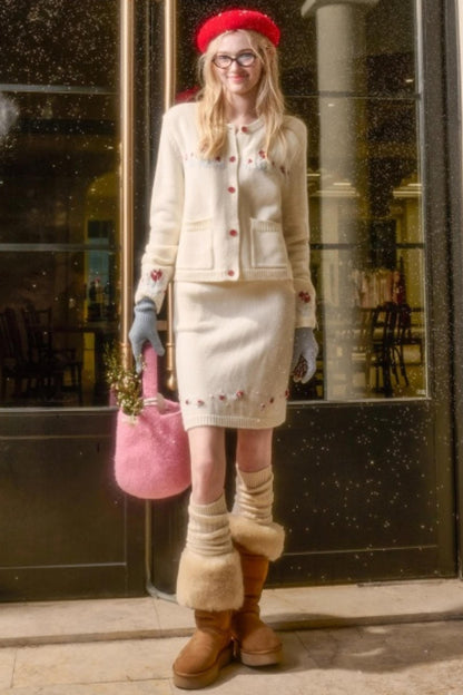 Snow Berry Wool Sweater Skirt Set-Up