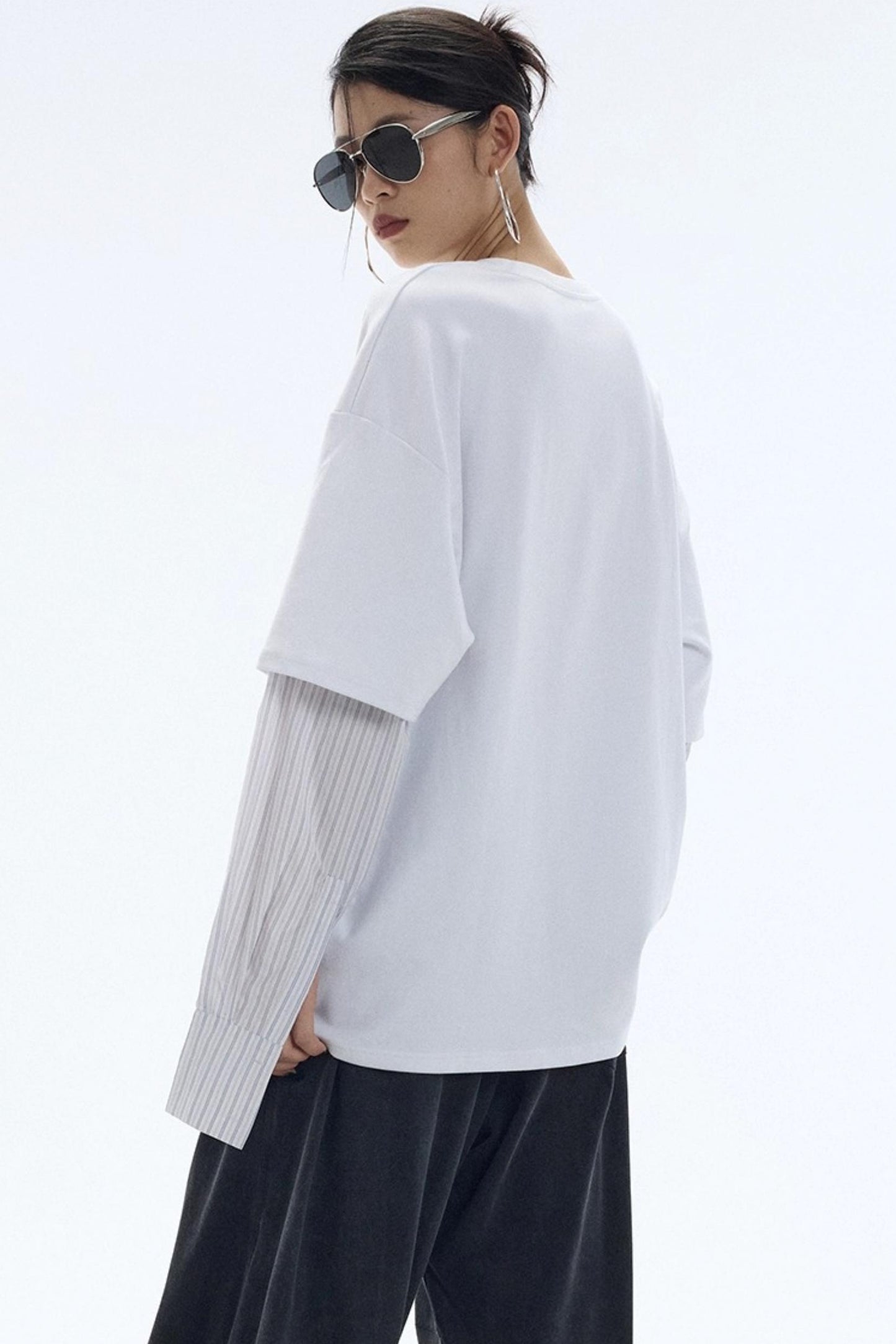 White Striped Crew Neck T-Shirt
