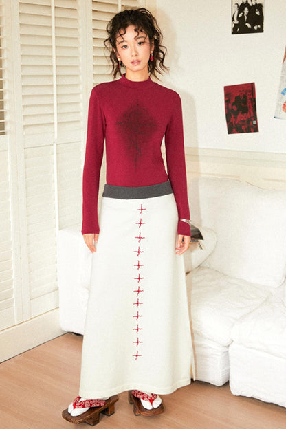 Flare Cross Knit Skirt