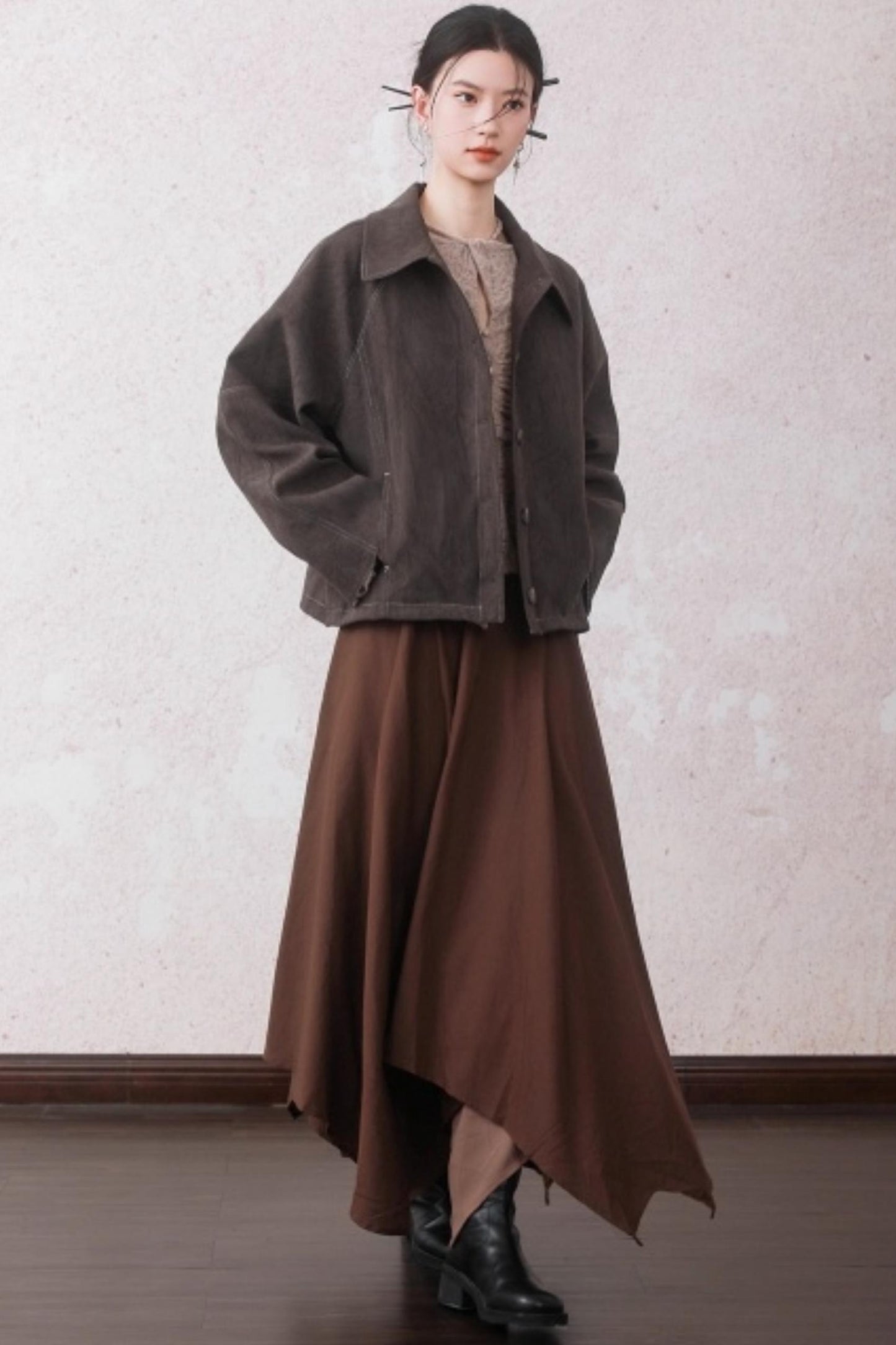 Patchwork Velvet-Feel Jacket