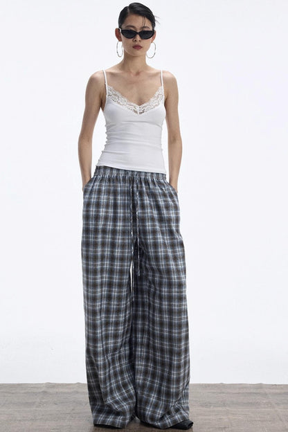 Plaid Color-Blocked Winter Pants