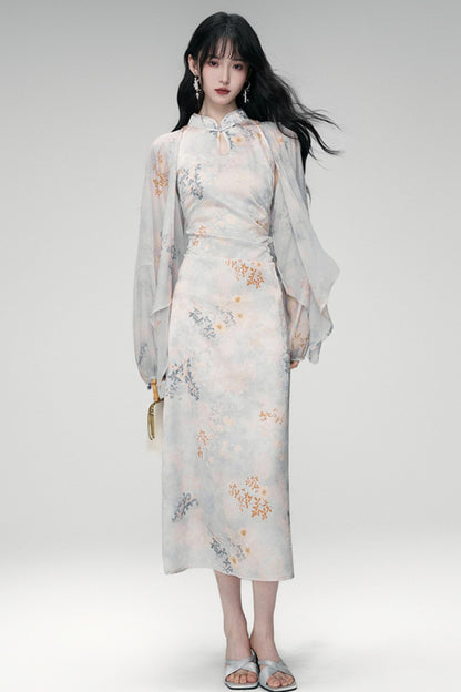 Sun Jacquard Cardigan Dress Set