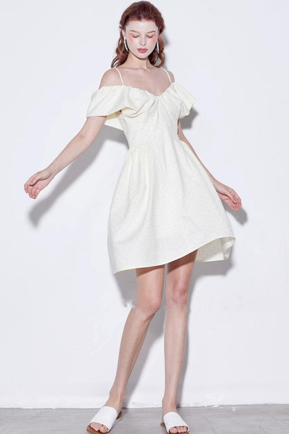 Rhinestone Puff Sleeve Dress