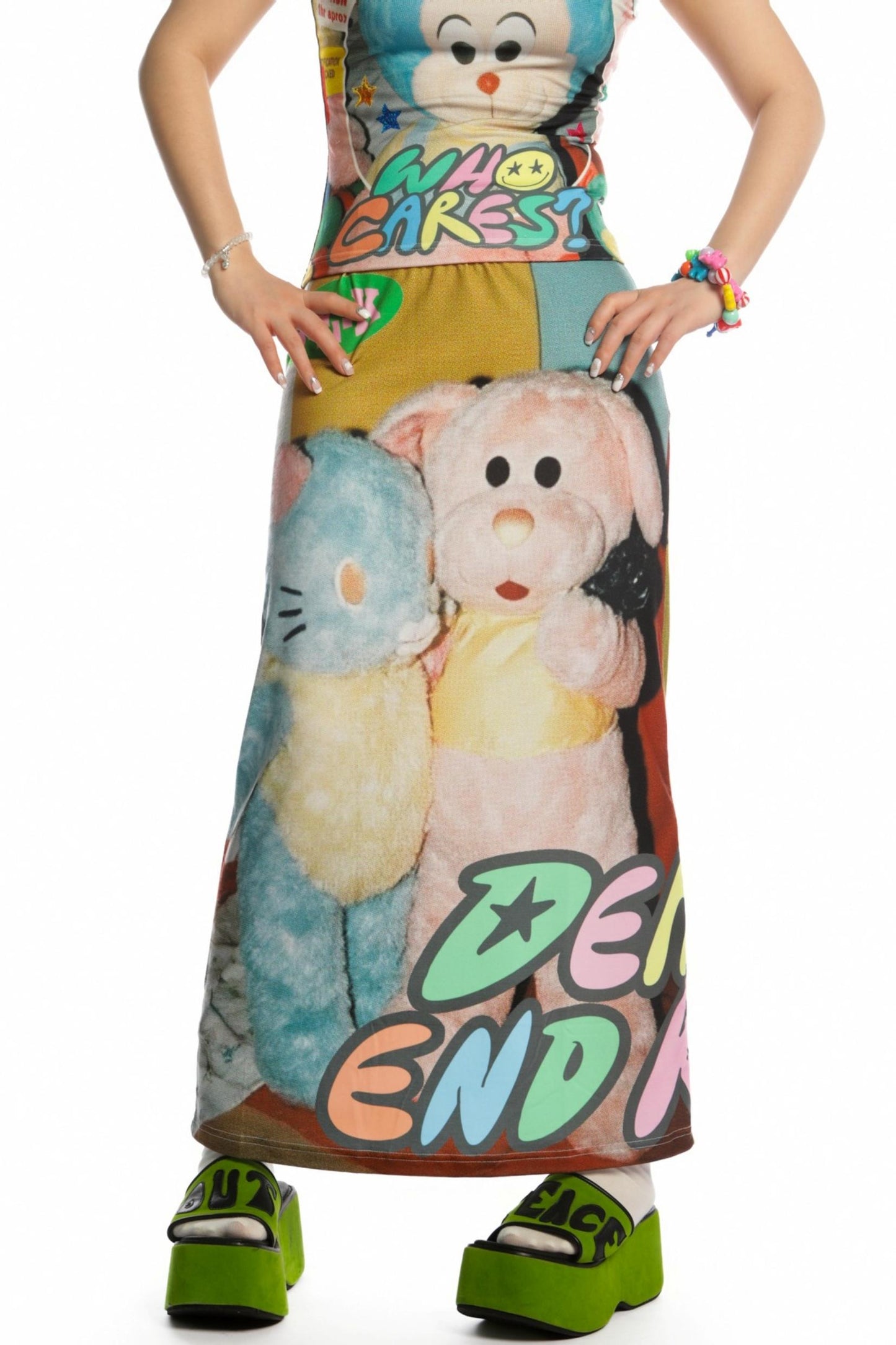 Reversible Print Stretch Casual Maxi Skirt