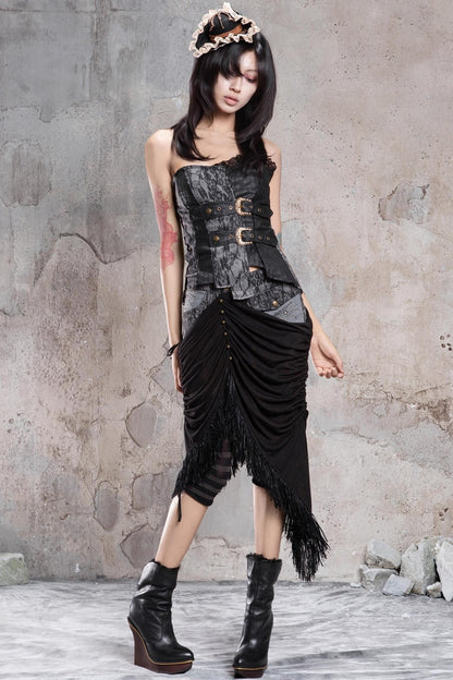 Patchwork Knit Skirt