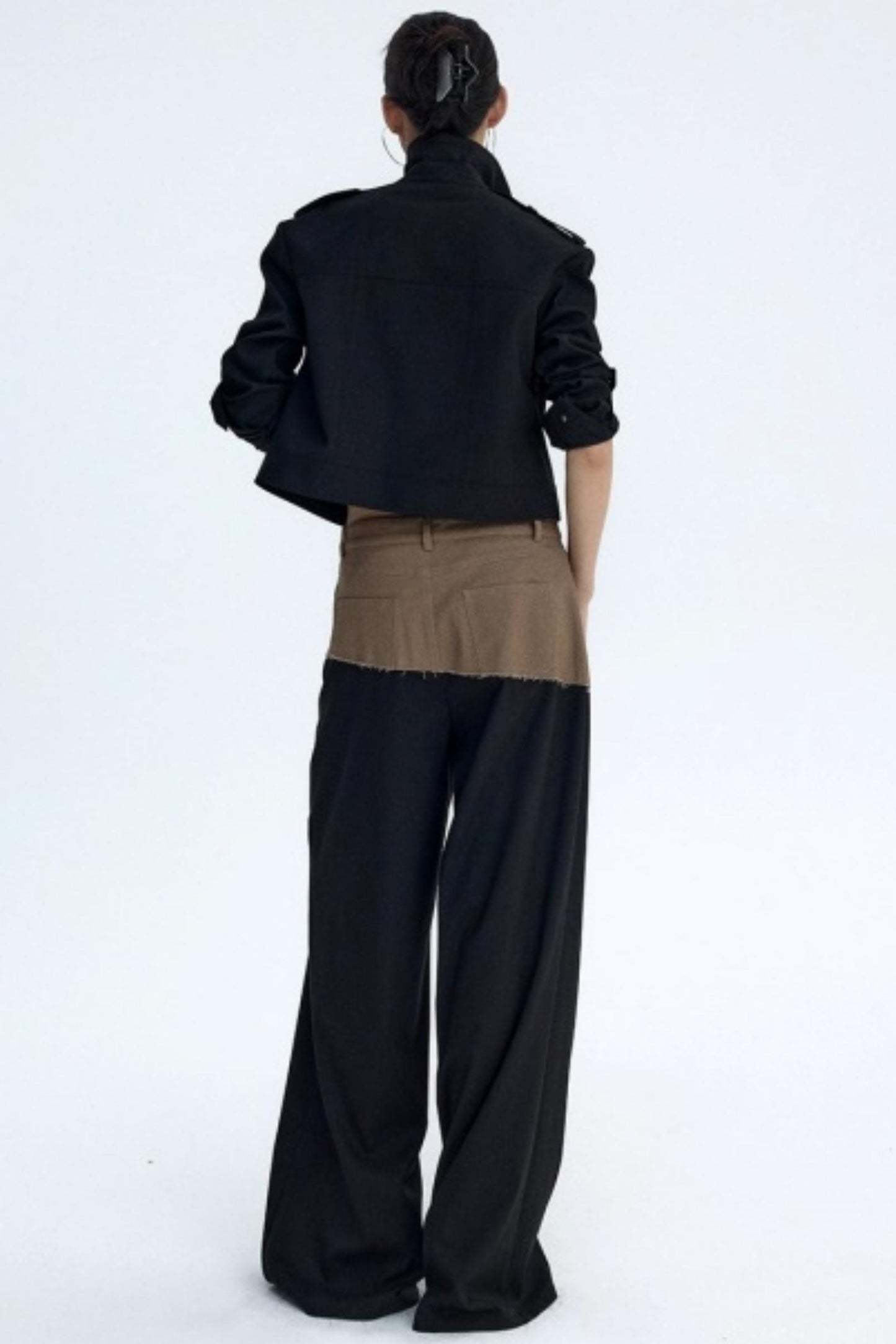 Diagonal Color-Blocking Workwear Pants