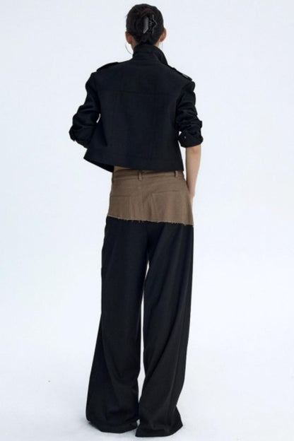 Diagonal Color-Blocking Workwear Pants