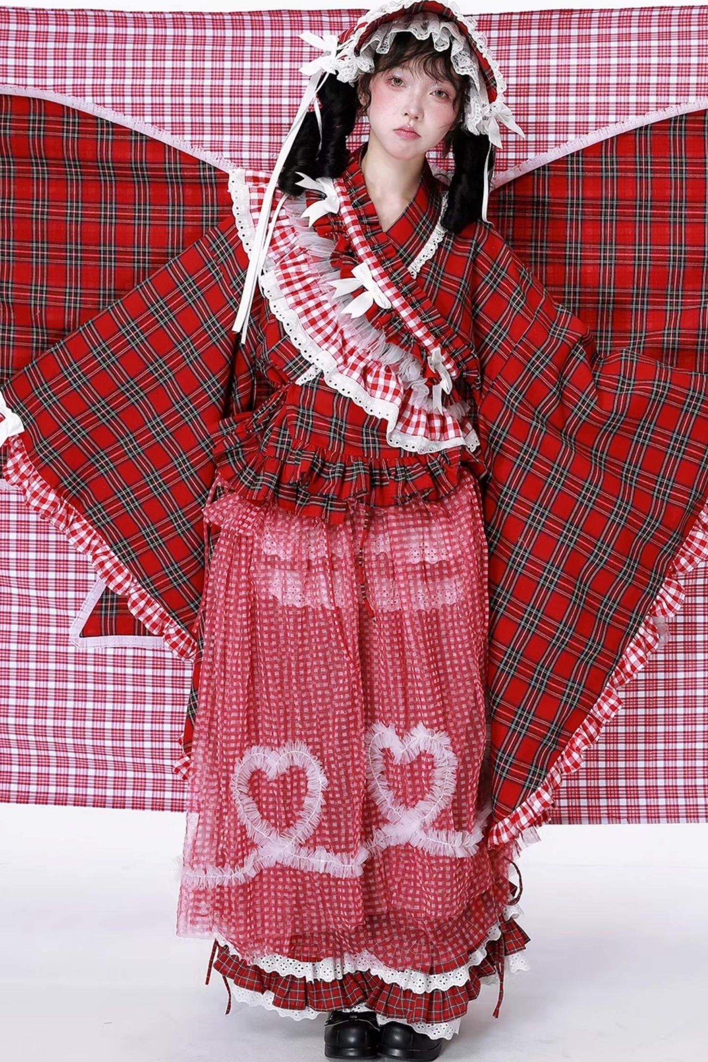 Retro Plaid Mesh Dress