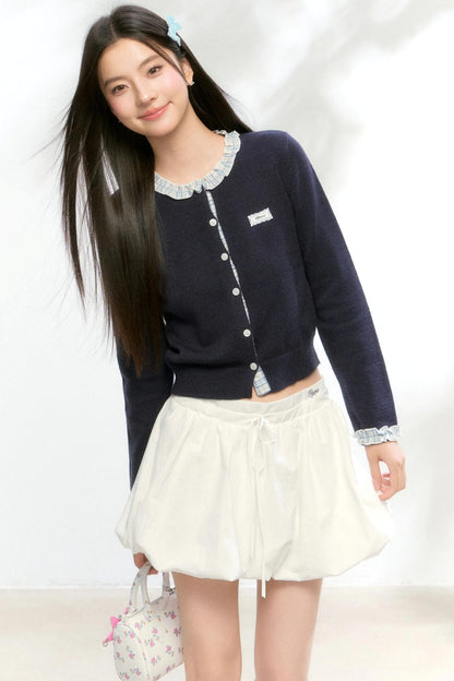 Fake Layered Contrast Knit Top Set-Up