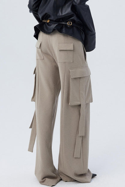 Pocket Detail Straight Baggy Pants